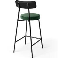 Kit 05 Banquetas Baixa Cozinha Sala Jantar Bancada Milão L02 Couríssimo Preto Verde - Lyam Decor - 5