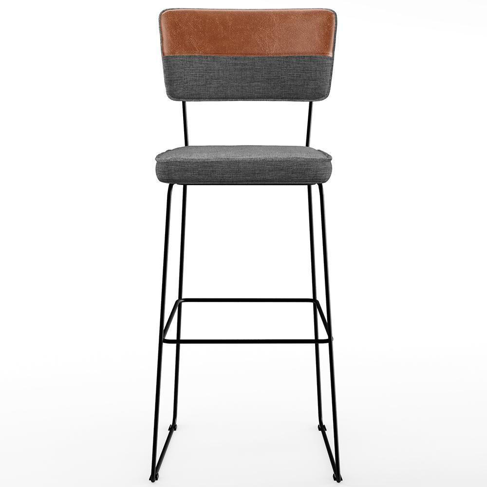 Banqueta Alta De Jantar Allana L02 Faixa Camel Cinza Escuro - 6