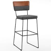 Banqueta Alta De Jantar Allana L02 Faixa Camel Cinza Escuro - 1