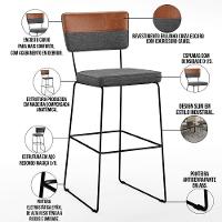 Banqueta Alta De Jantar Allana L02 Faixa Camel Cinza Escuro - 5