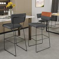 Banqueta Alta De Jantar Allana L02 Faixa Camel Cinza Escuro - 7