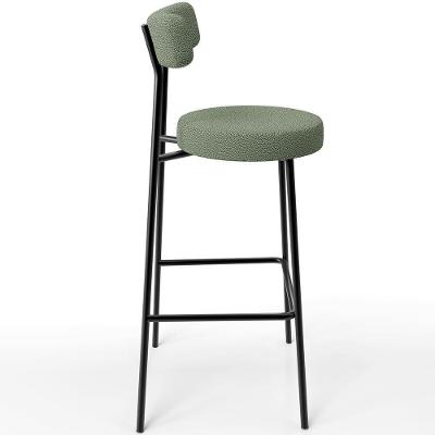 Kit 02 Banquetas Alta Bar Milão L02 Assento Poliéster Estrutura Aço Encosto Fixo Verde