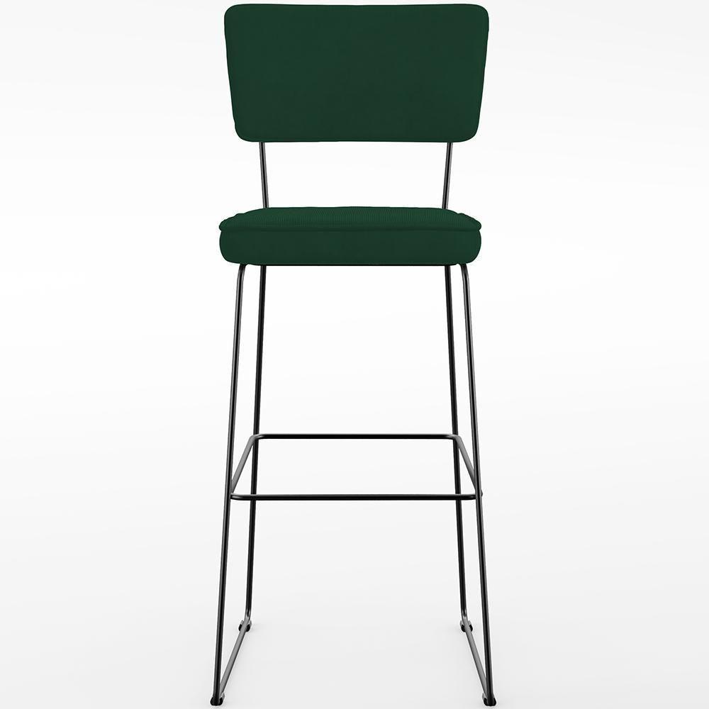Kit 02 Banquetas Para Cozinha Sala De Jantar Base Em Aço Allana L02 Suede Verde Musgo - 5
