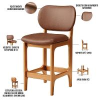 Banqueta Baixa Bar Cozinha E Sala De Jantar Fixa Betta L02 Imbuia Couríssimo Marrom - 6