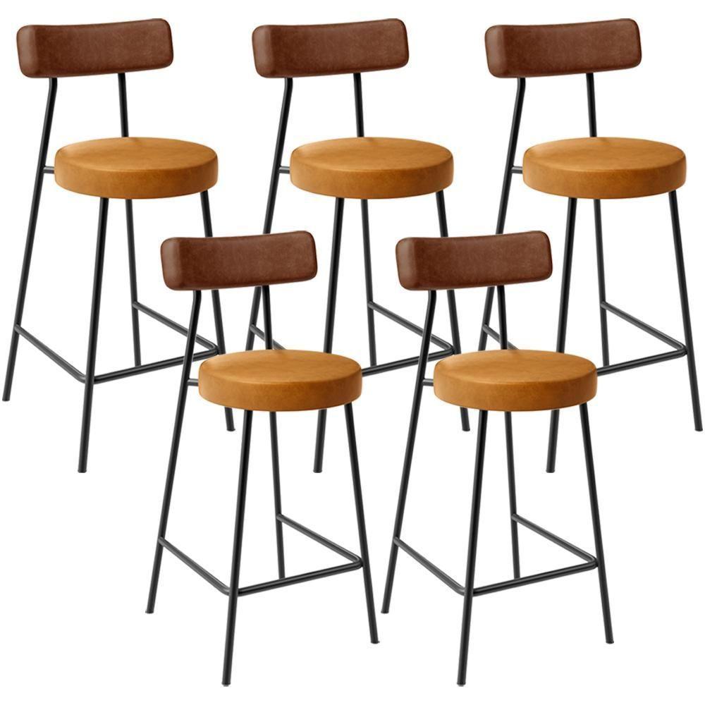 Kit 05 Banquetas Baixa Cozinha Sala Jantar Bancada Milão L02 Couríssimo Marrom Whisky - Lyam Decor - 1