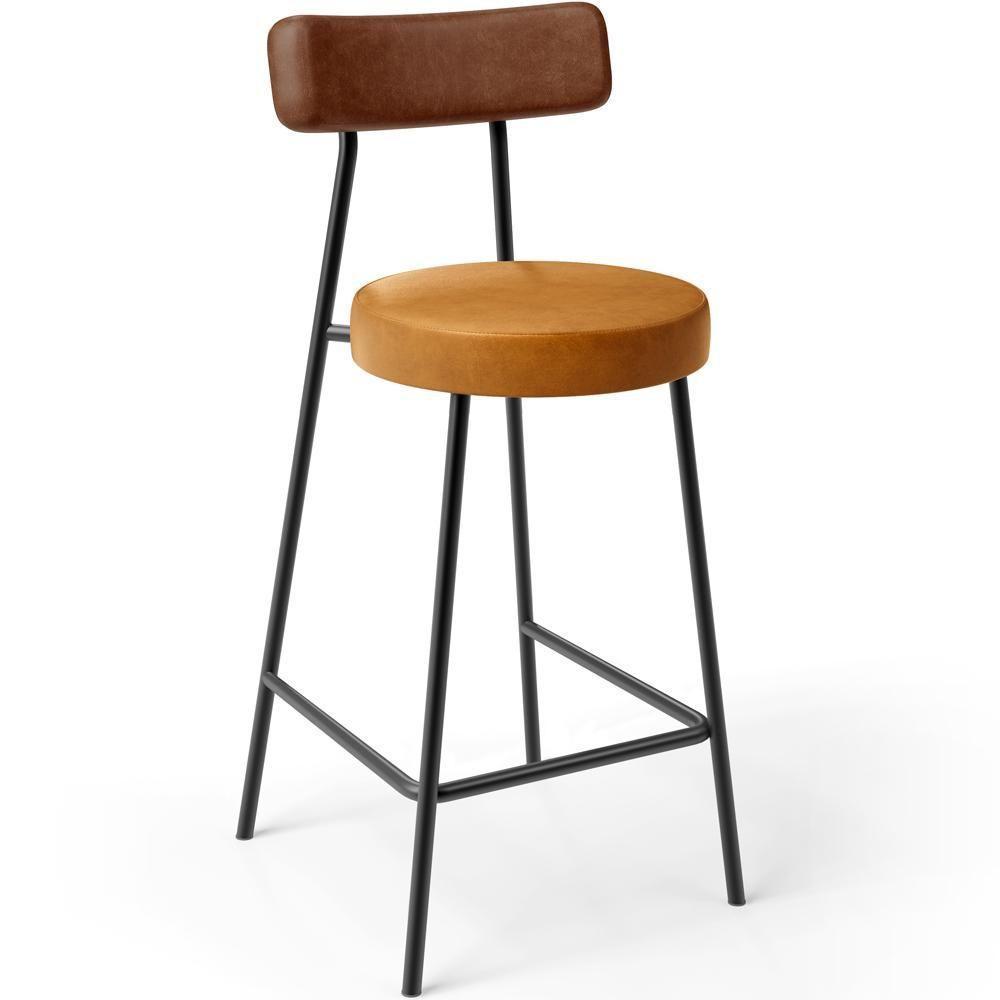 Kit 05 Banquetas Baixa Cozinha Sala Jantar Bancada Milão L02 Couríssimo Marrom Whisky - Lyam Decor - 2