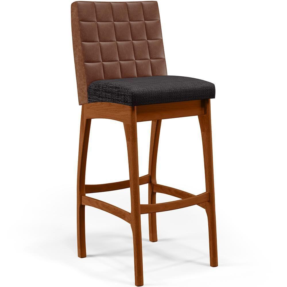 Banqueta Alta Para Cozinha B04 Marrom Chumbo - 1