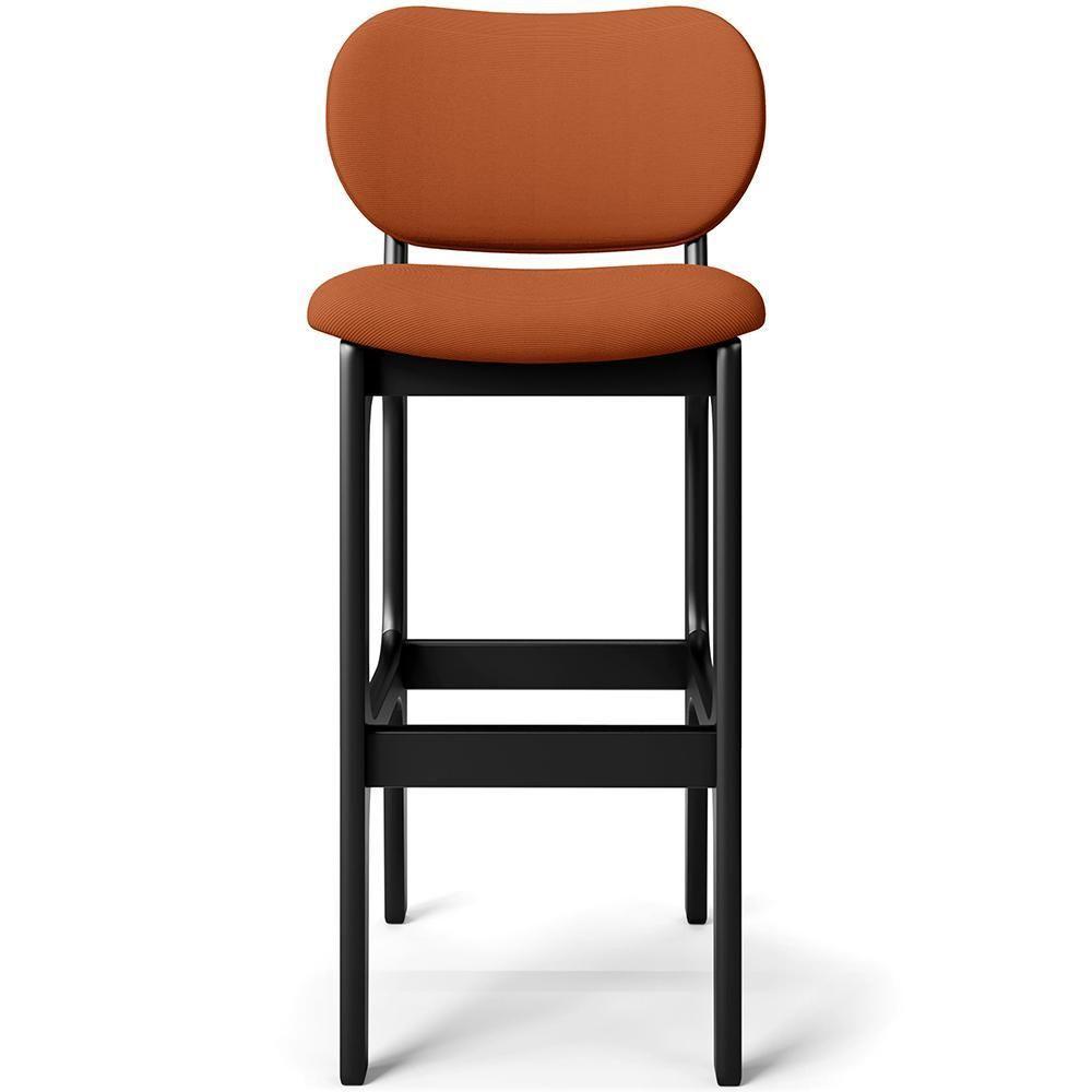 Kit 05 Banquetas Alta Bar Cozinha Sala Jantar Fixa Betta L02 Preto Tecido Terracota - 4