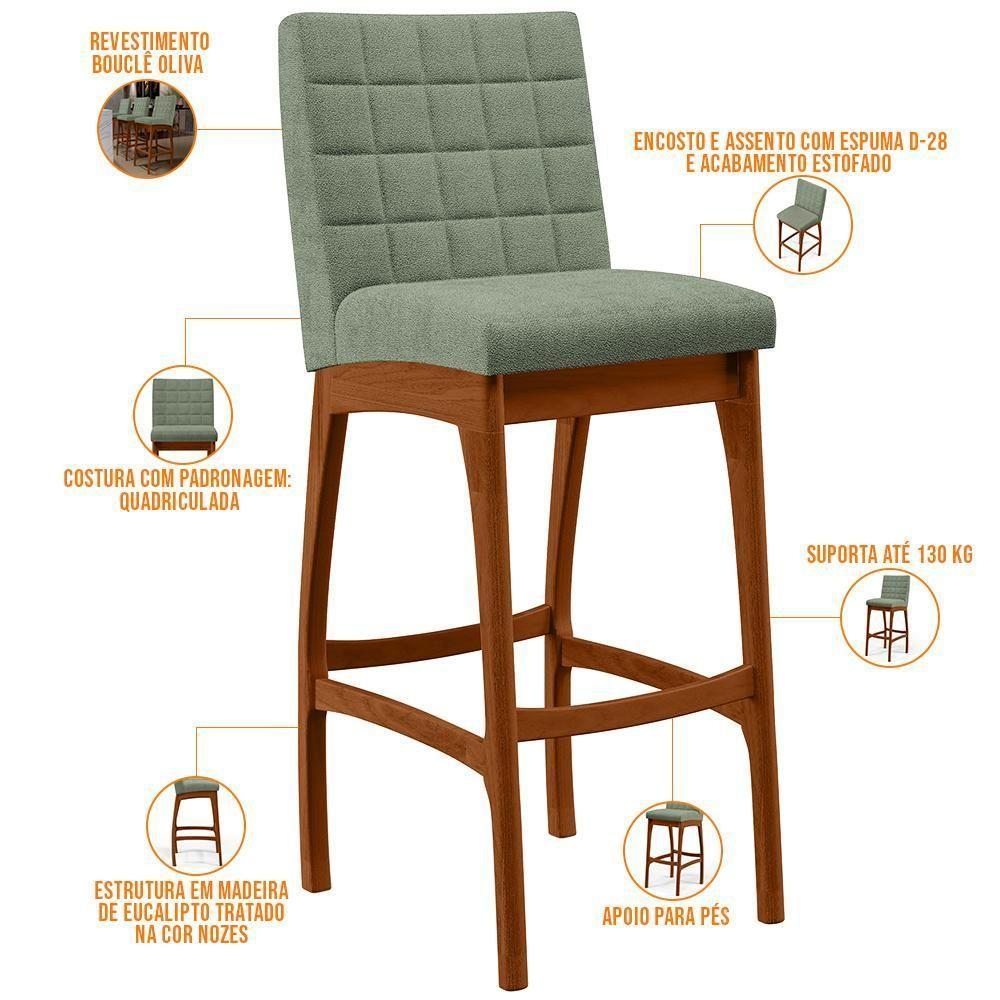 Kit 05 Banquetas Alta Para Cozinha Sala De Jantar Fixa Mila B04 Bouclê Oliva - 7