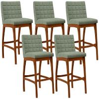 Kit 05 Banquetas Alta Para Cozinha Sala De Jantar Fixa Mila B04 Bouclê Oliva - 1