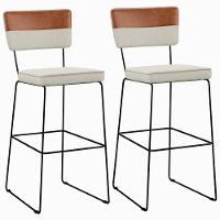 Kit 02 Banquetas Altas Allana L02 Faixa Camel Champagne - 1