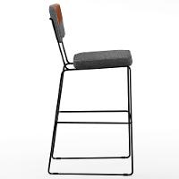 Kit 06 Banquetas Altas Faixa Camel Linho Cinza Escuro - 3