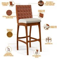 Kit 06 Banquetas Altas Mila Camel Linho Champagne - 7