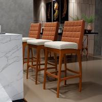 Kit 06 Banquetas Altas Mila Camel Linho Champagne - 9