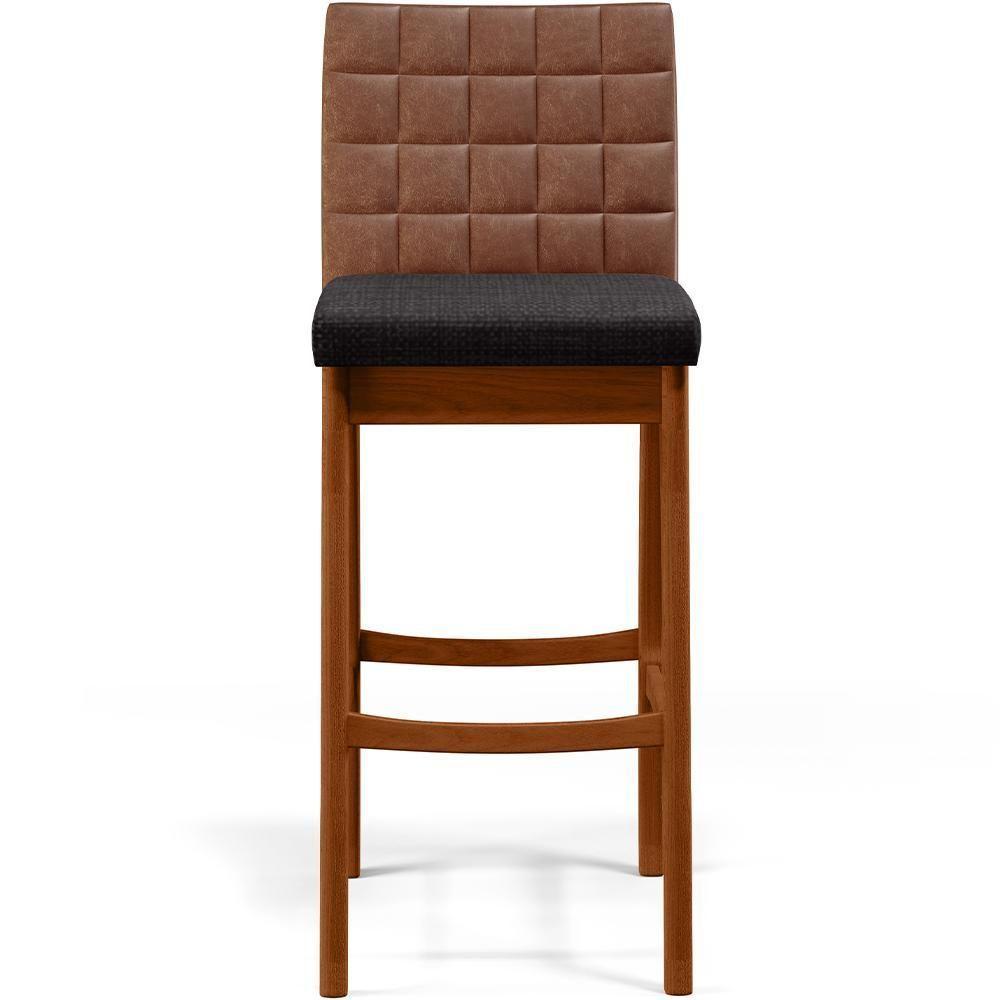 Kit 05 Banquetas Altas Mila Marrom Linho Chumbo - 5