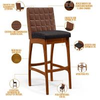 Kit 05 Banquetas Altas Mila Marrom Linho Chumbo - 7