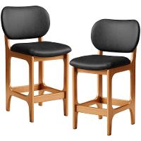 Kit 02 Banquetas Baixa Bar Cozinha E Sala De Jantar Fixa Betta L02 Imbuia Couríssimo Preto - 1
