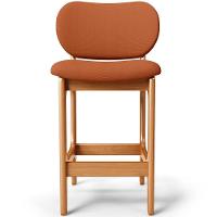 Kit 05 Banquetas Baixa Bar Cozinha E Sala De Jantar Fixa Betta L02 Imbuia Tecido Terracota