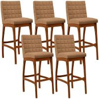 Kit 05 Banquetas Alta Para Cozinha Sala De Jantar Fixa Mila B04 Bouclê Mostarda - 1