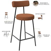 Kit 04 Banquetas Baixa Para Cozinha Sala De Jantar Bar Bancada Milão L02 Bouclê Terracota - 6