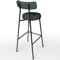 Banqueta Alta Bar Cozinha Sala De Jantar Estrutura Em Aço Milão L02 Linho Verde Musgo - Lyam Decor - 3