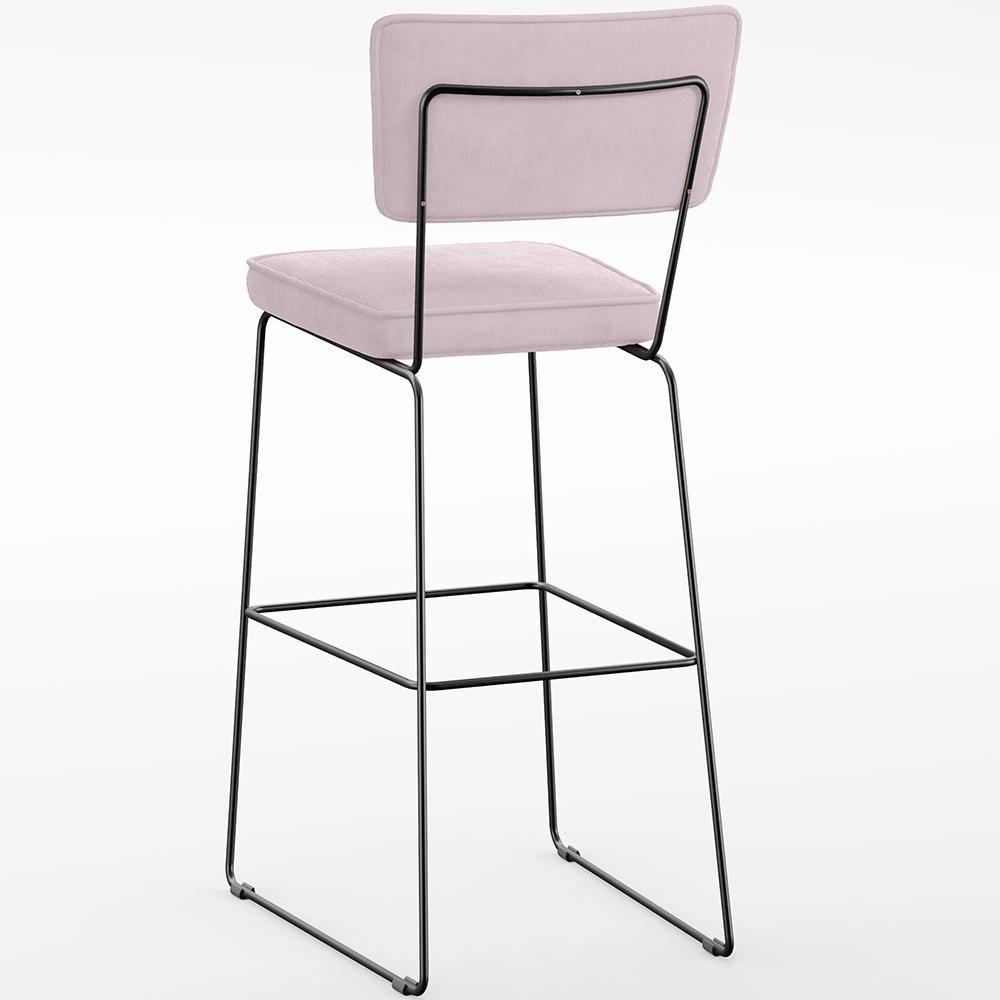 Kit 06 Banquetas Alta Para Cozinha Sala De Jantar Base Em Aço Allana L02 Suede Rosê - 2