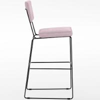 Kit 06 Banquetas Alta Para Cozinha Sala De Jantar Base Em Aço Allana L02 Suede Rosê