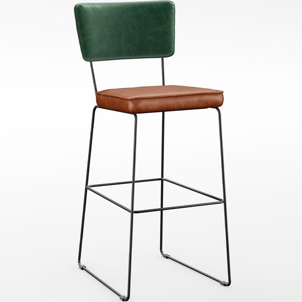 Kit 05 Banquetas Altas Facto Verde Musgo Camel - 8