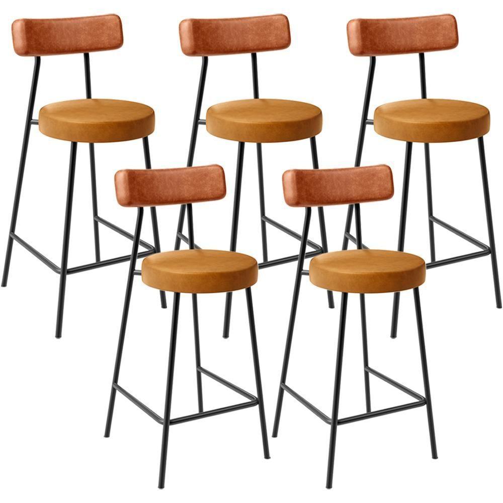 Kit 05 Banquetas Baixa Cozinha Sala Jantar Bancada Milão L02 Couríssimo Camel Whisky - Lyam Decor - 1