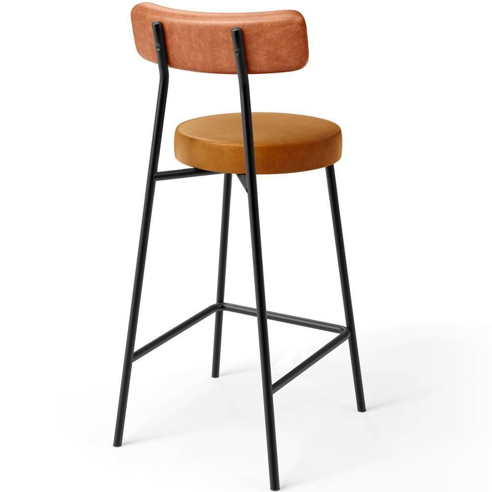 Kit 05 Banquetas Baixa Cozinha Sala Jantar Bancada Milão L02 Couríssimo Camel Whisky - Lyam Decor - 5