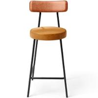 Kit 05 Banquetas Baixa Cozinha Sala Jantar Bancada Milão L02 Couríssimo Camel Whisky - Lyam Decor - 3