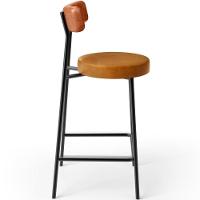 Kit 05 Banquetas Baixa Cozinha Sala Jantar Bancada Milão L02 Couríssimo Camel Whisky - Lyam Decor