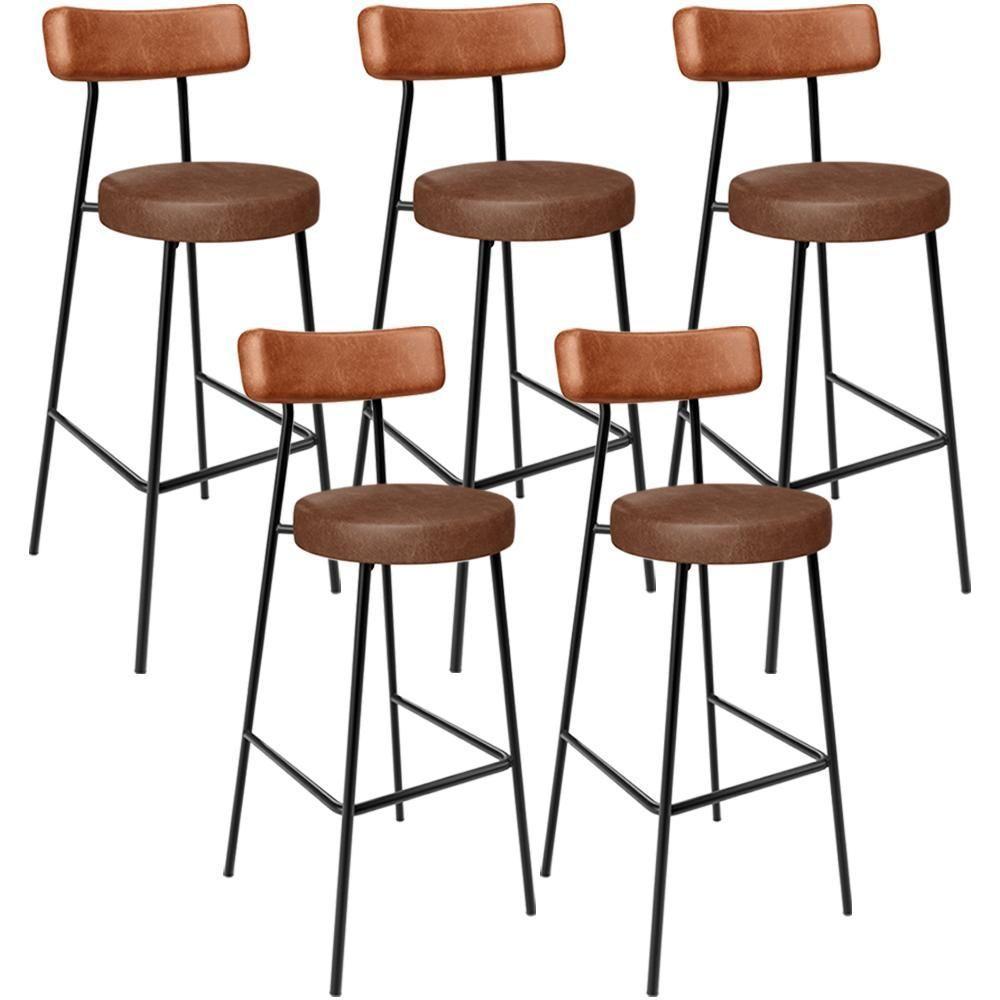 Kit 05 Banquetas Alta Bar Cozinha Sala De Jantar Milão L02 Couríssimo Camel Marrom - Lyam Decor - 1