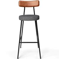 Kit 05 Banquetas Alta Bar Cozinha Sala Jantar Milão L02 Couríssimo Camel Cinza Escuro - Lyam Decor