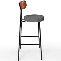 Kit 05 Banquetas Alta Bar Cozinha Sala Jantar Milão L02 Couríssimo Camel Cinza Escuro - Lyam Decor - 7