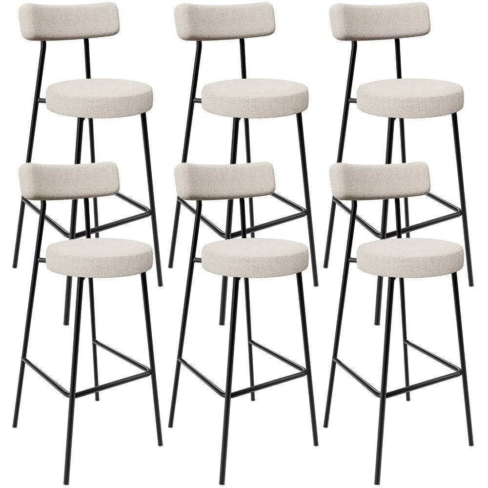 Kit 06 Banquetas Altas Cozinha Bar Sala De Jantar Em Aço Milão L02 Bouclê Creme - Lyam Decor - 1