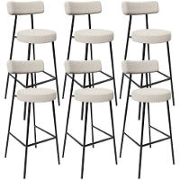 Kit 06 Banquetas Altas Cozinha Bar Sala De Jantar Em Aço Milão L02 Bouclê Creme - Lyam Decor - 1