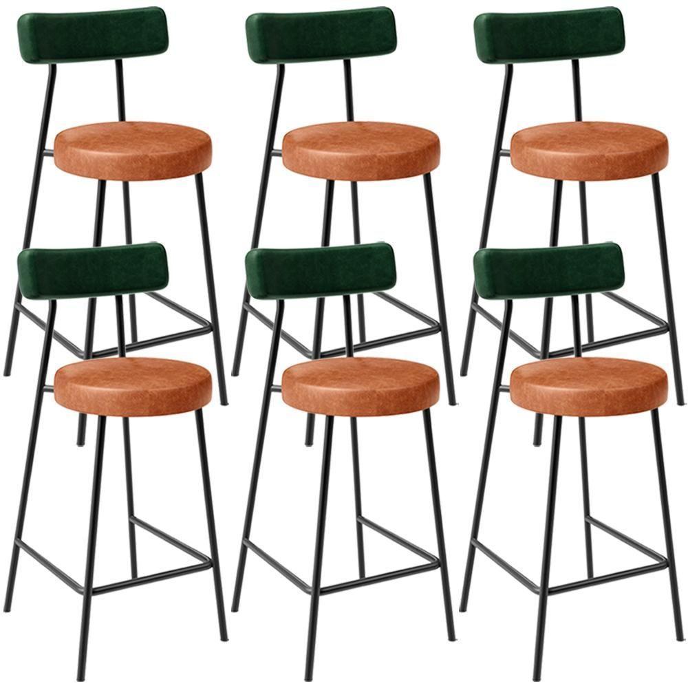 Kit 06 Banquetas Baixa Cozinha Sala Jantar Bancada Milão L02 Facto Verde Musgo Camel - Lyam Decor - 1