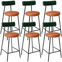 Kit 06 Banquetas Baixa Cozinha Sala Jantar Bancada Milão L02 Facto Verde Musgo Camel - Lyam Decor - 1