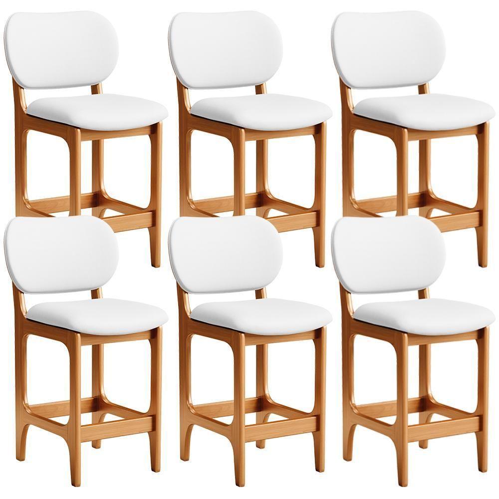 Kit 06 Banquetas Baixa Bar Cozinha E Sala De Jantar Fixa Betta L02 Imbuia Facto Branco - Lyam Decor - 1