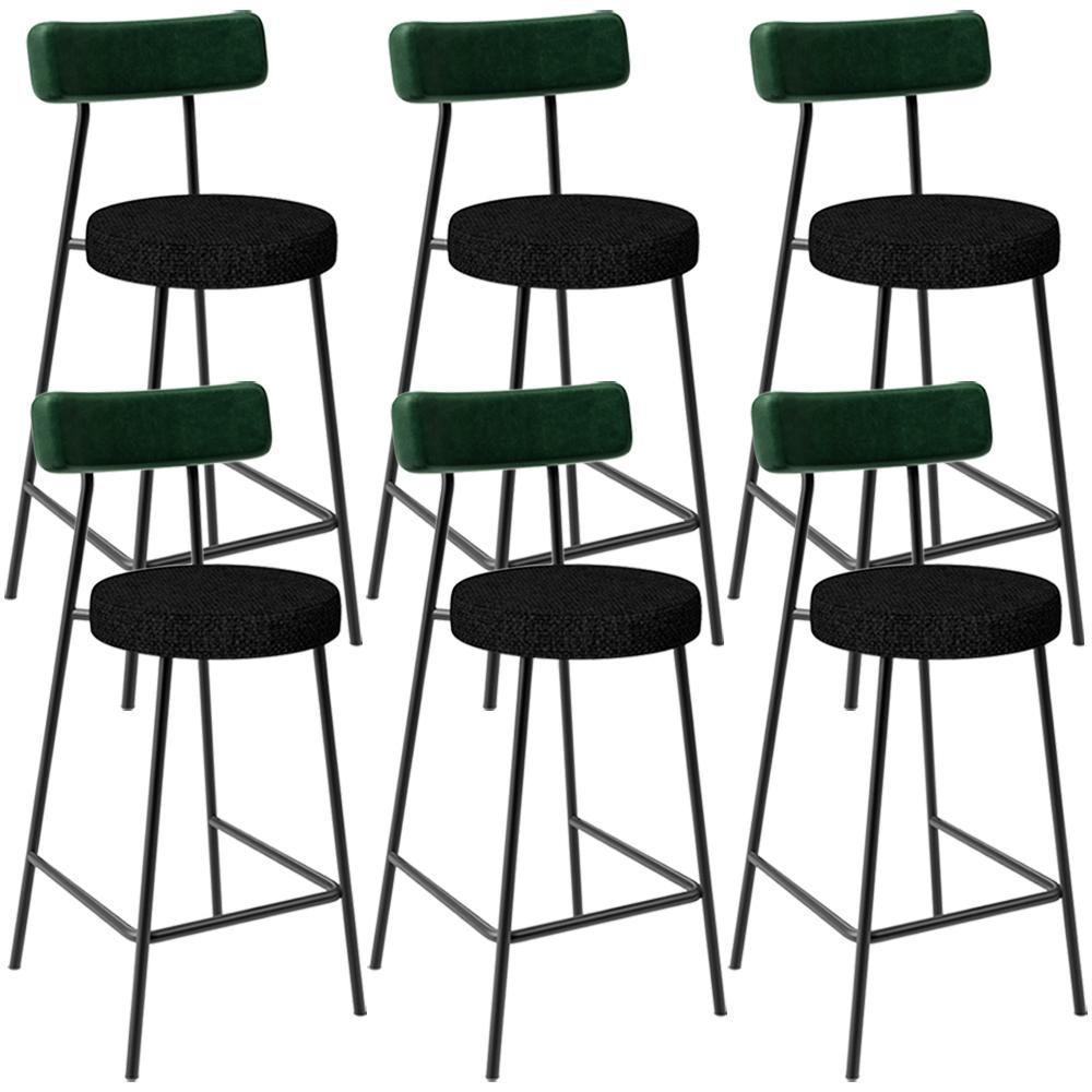 Kit 06 Banquetas Baixa Bar Cozinha E Sala De Jantar Milão L02 Facto Verde Linho Chumbo - Lyam Decor - 1
