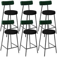 Kit 06 Banquetas Baixa Bar Cozinha E Sala De Jantar Milão L02 Facto Verde Linho Chumbo - Lyam Decor - 1