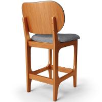 Kit 06 Banquetas Baixa Bar Cozinha E Sala De Jantar Fixa Betta L02 Imbuia Linho Cinza Escuro - 8