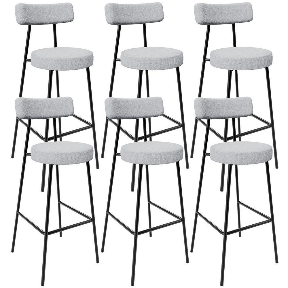 Kit 06 Banquetas Altas Cozinha Bar Sala De Jantar Em Aço Milão L02 Bouclê Cinza - Lyam Decor - 1