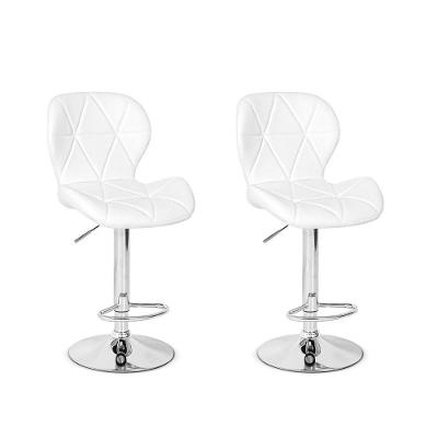 Conjunto 02 Banquetas Slim Couro Pu Regulagem Altura Branca