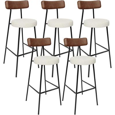 Kit 06 Banquetas Alta Cozinha Sala Jantar Milão L02 Couríssimo Marrom Linho Champagne - Lyam Decor