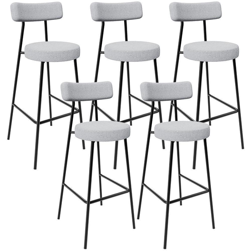 Kit 05 Banquetas Altas Cozinha Bar Sala De Jantar Em Aço Milão L02 Bouclê Cinza - Lyam Decor - 1