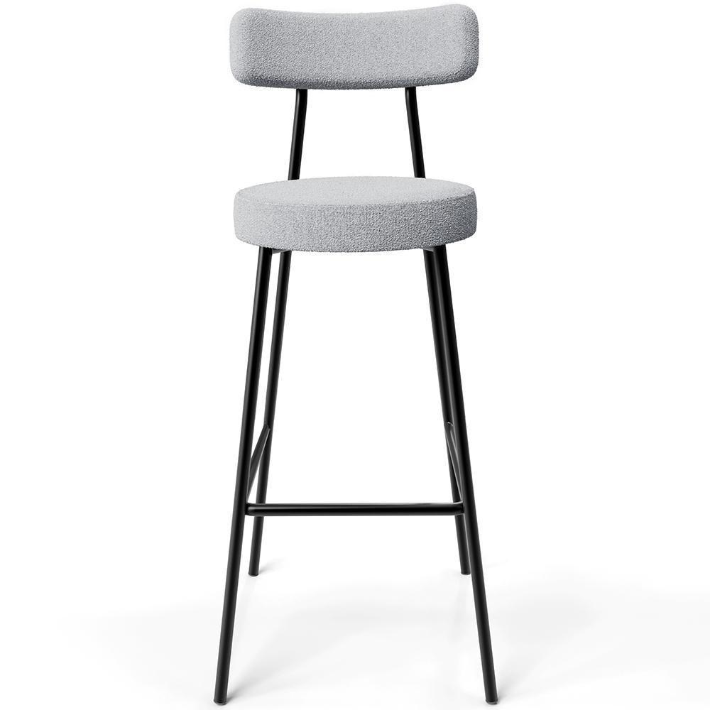 Kit 05 Banquetas Altas Cozinha Bar Sala De Jantar Em Aço Milão L02 Bouclê Cinza - Lyam Decor - 7