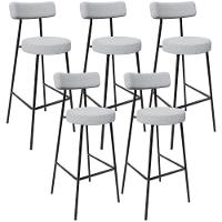 Kit 05 Banquetas Altas Cozinha Bar Sala De Jantar Em Aço Milão L02 Bouclê Cinza - Lyam Decor - 1
