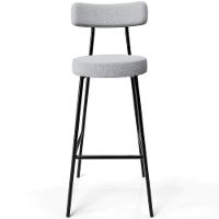 Kit 05 Banquetas Altas Cozinha Bar Sala De Jantar Em Aço Milão L02 Bouclê Cinza - Lyam Decor - 7